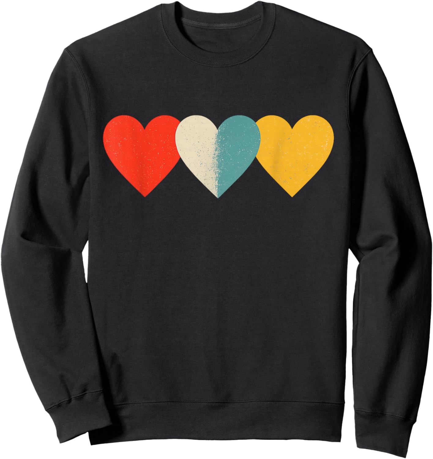Vintage Hearts Cool Retro Valentines Day Men Sweatshirt - Sweatshirt | Black