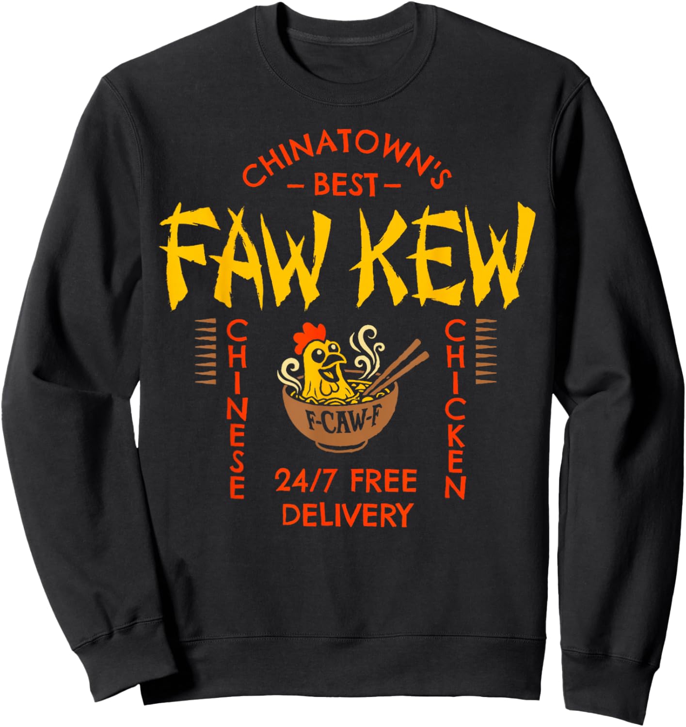 FAW Kew Fao Fow Fowk Fawk Funny Viral Chicken F-Caw-F Meme Sweatshirt - Sweatshirt | Black