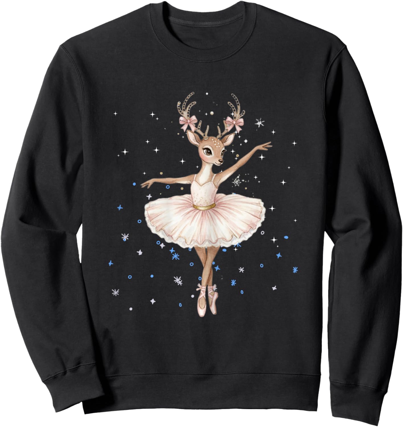 Cute Reindeer Dancer Christmas Ballerina Xmas Design Sweatshirt - Sweatshirt | Black