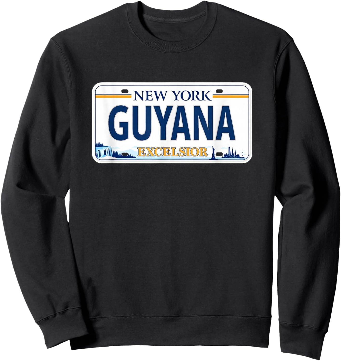 Guyana New York Plate Style Design. Guyanese Americans Sweatshirt - Sweatshirt | Black