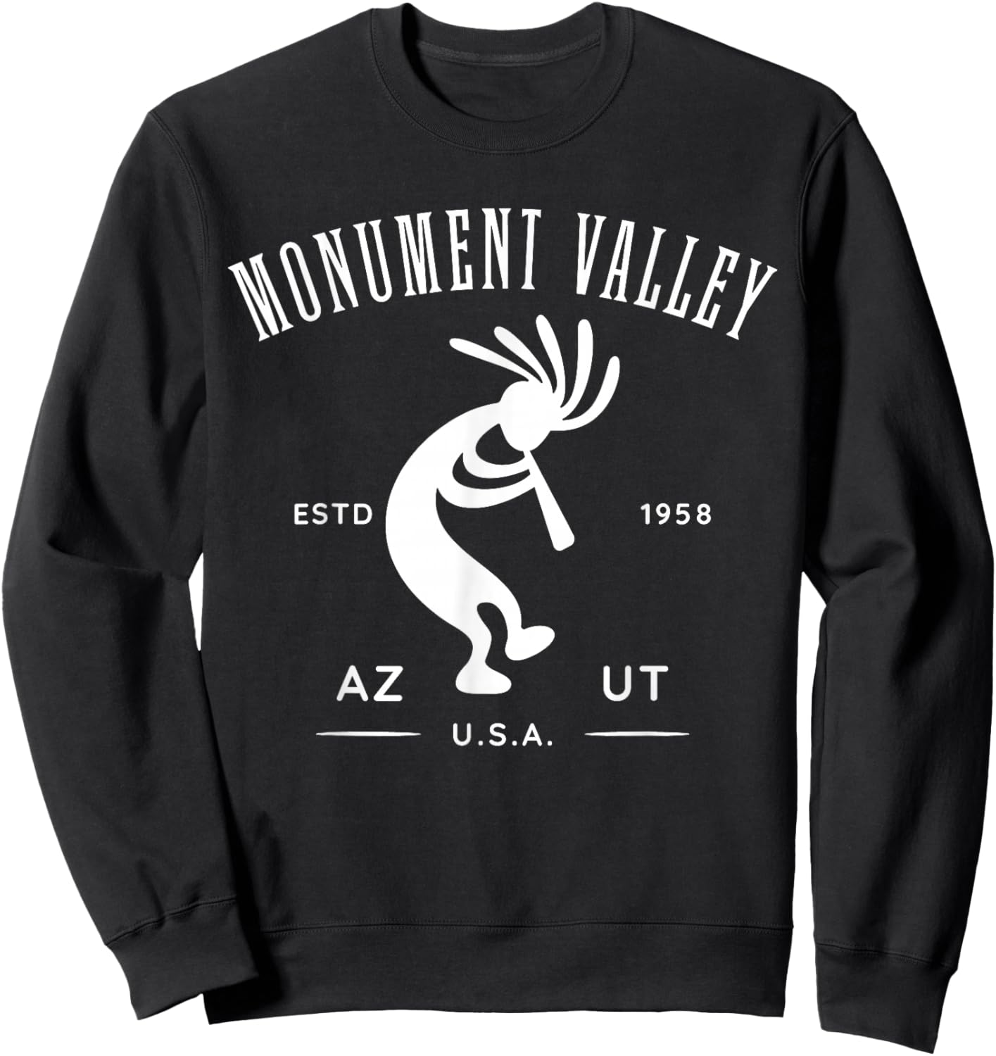 Monument Valley Arizona Utah USA Dancing Kokopelli Design Sweatshirt - Sweatshirt | Black