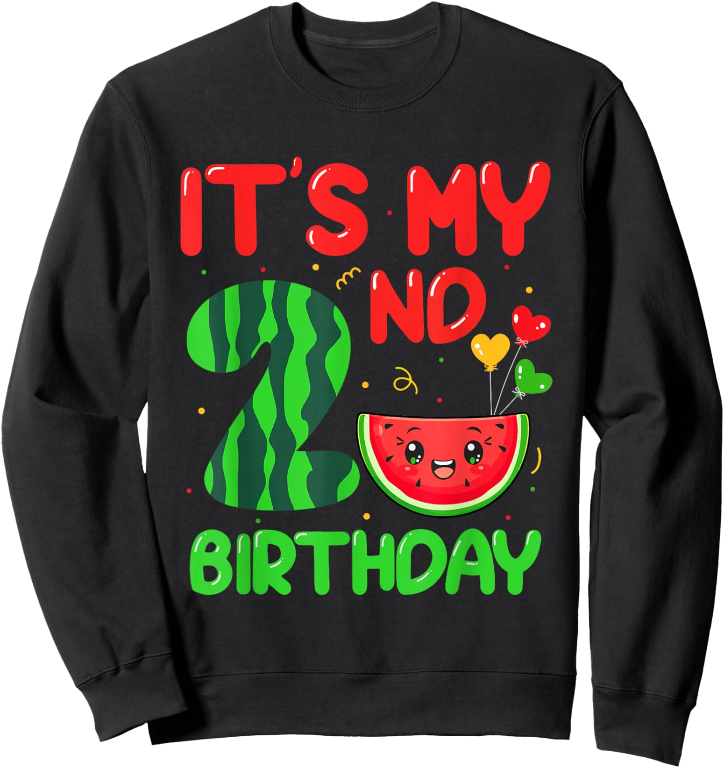 It's My 2nd Birthday Watermelon Fruit Summer Family Matching Sweatshirt - Sweatshirt | Black