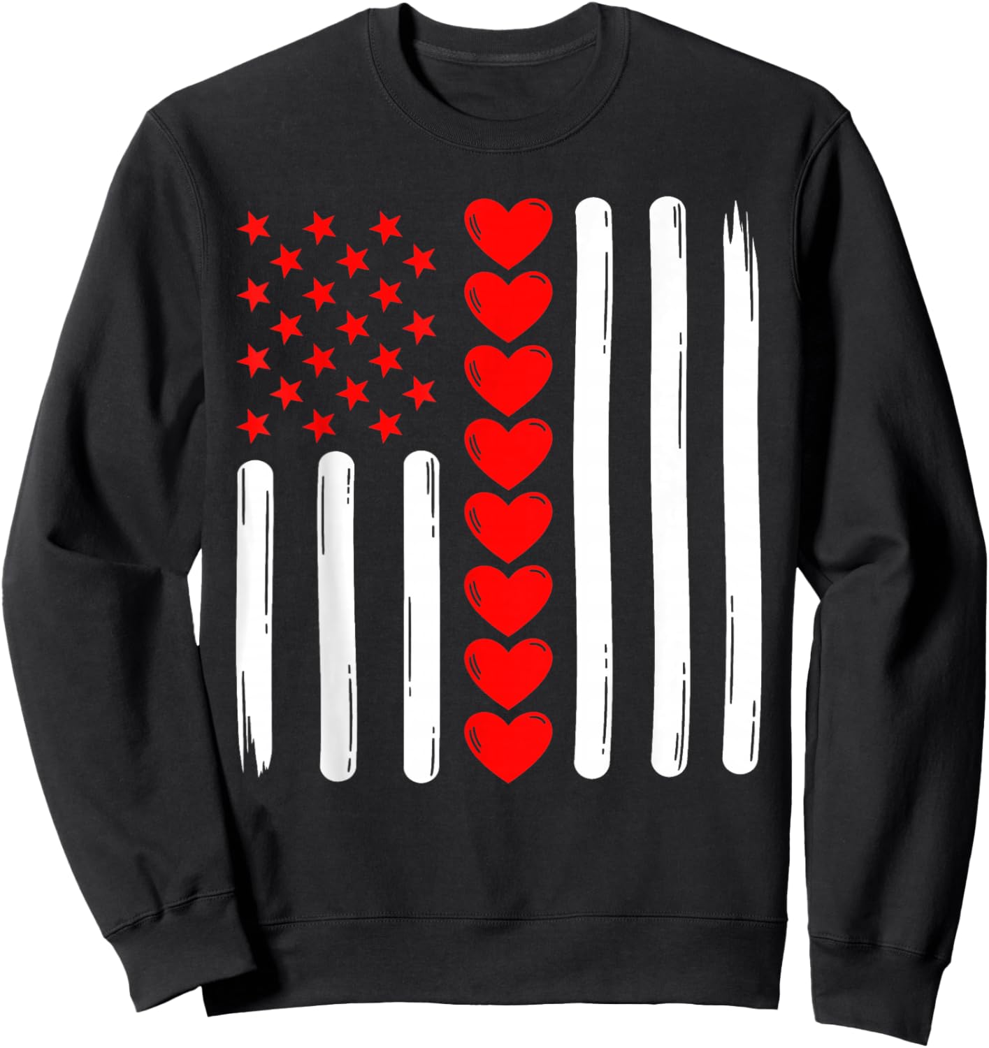 Retro Vintage USA Flag Valentines Day Women Kids Sweatshirt - Sweatshirt | Black
