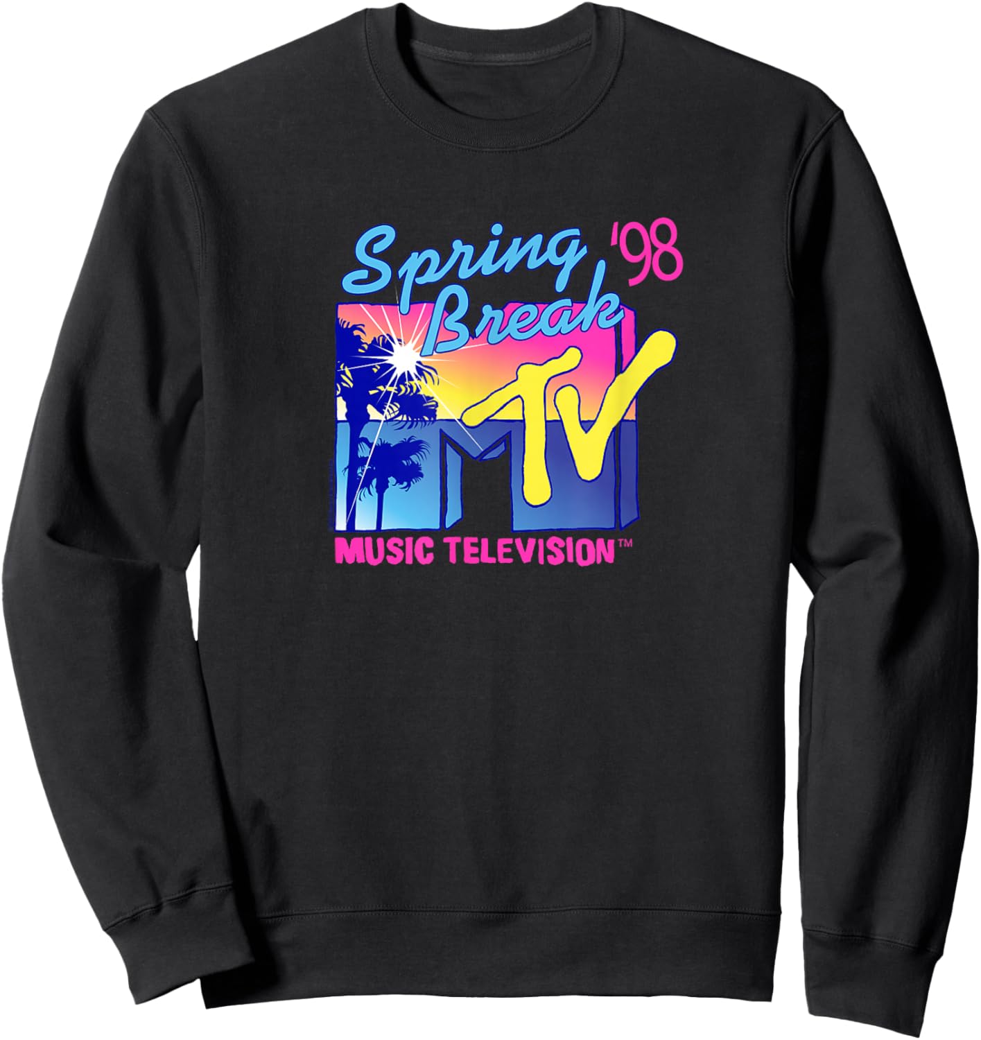 MTV Spring Break '98 Palm Tree Logo Vintage TV Sweatshirt - Sweatshirt | Black