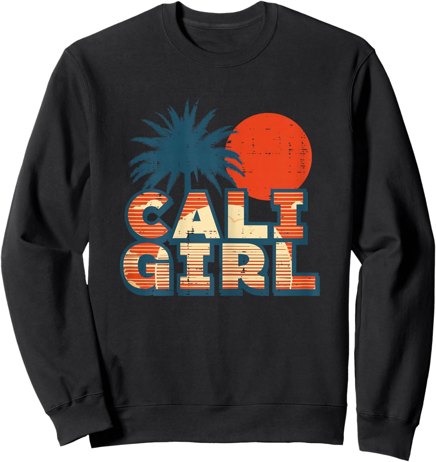 Vacation Cali Girl Palm Trees Sun Summer Girls Kids Women Sweatshirt - Sweatshirt | Black
