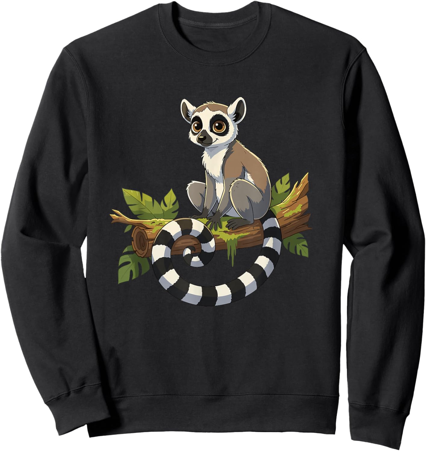 Cute Ring Tailed Lemur Jungle Madagascar Animal Sweatshirt - Sweatshirt | Black
