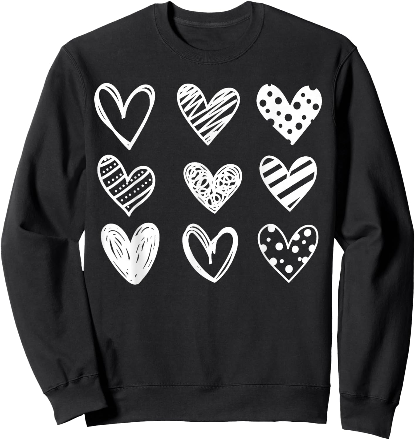 Couple Heart Valentines Day Shirt Women Kids Sweatshirt - Sweatshirt | Black