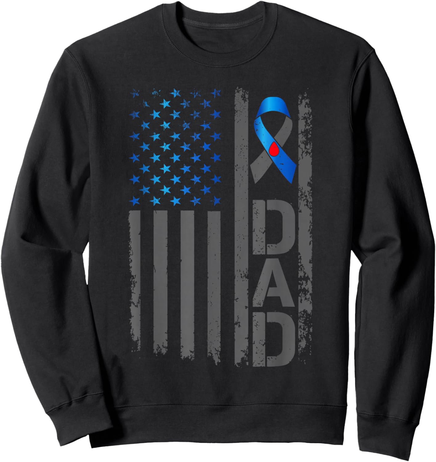 Type 1 Diabetes Awareness T1D Dad of Warrior Type 1 Diabetic Sweatshirt - Sweatshirt | Black