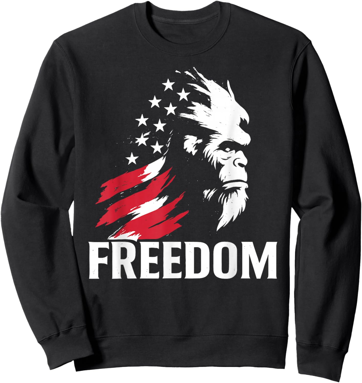 Vintage American Flag Bigfoot Freedom Sweatshirt - Sweatshirt | Black