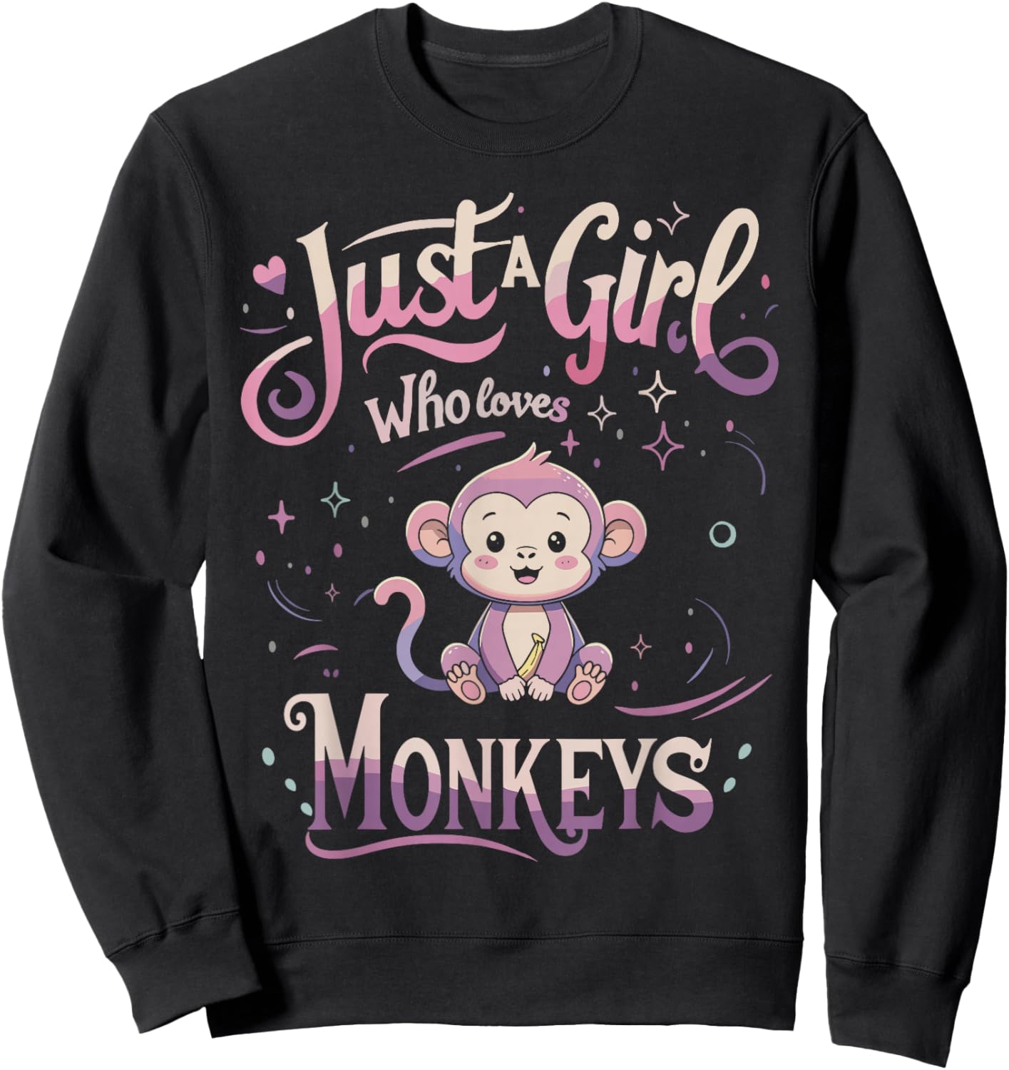 Monkey Shirt Cute Men Women Sweatshirt - Sweatshirt | Black