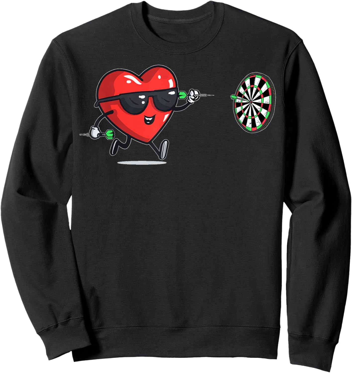 Darts Heart Player Dart Valentine's Day Sunglasses Sweatshirt - Sweatshirt | Black