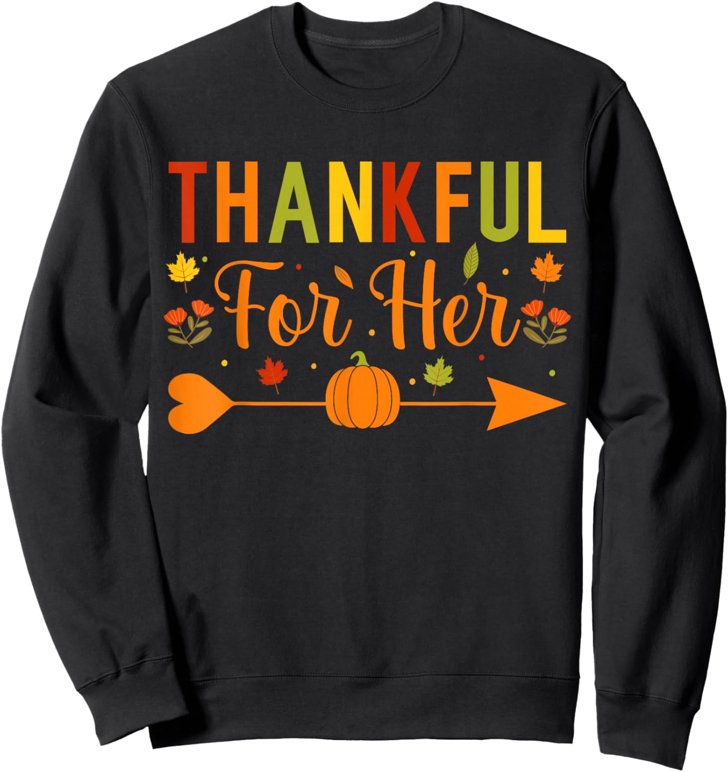 Thankful Couples Fall Matching Couple Thanksgiving Sweatshirt - Sweatshirt | Black