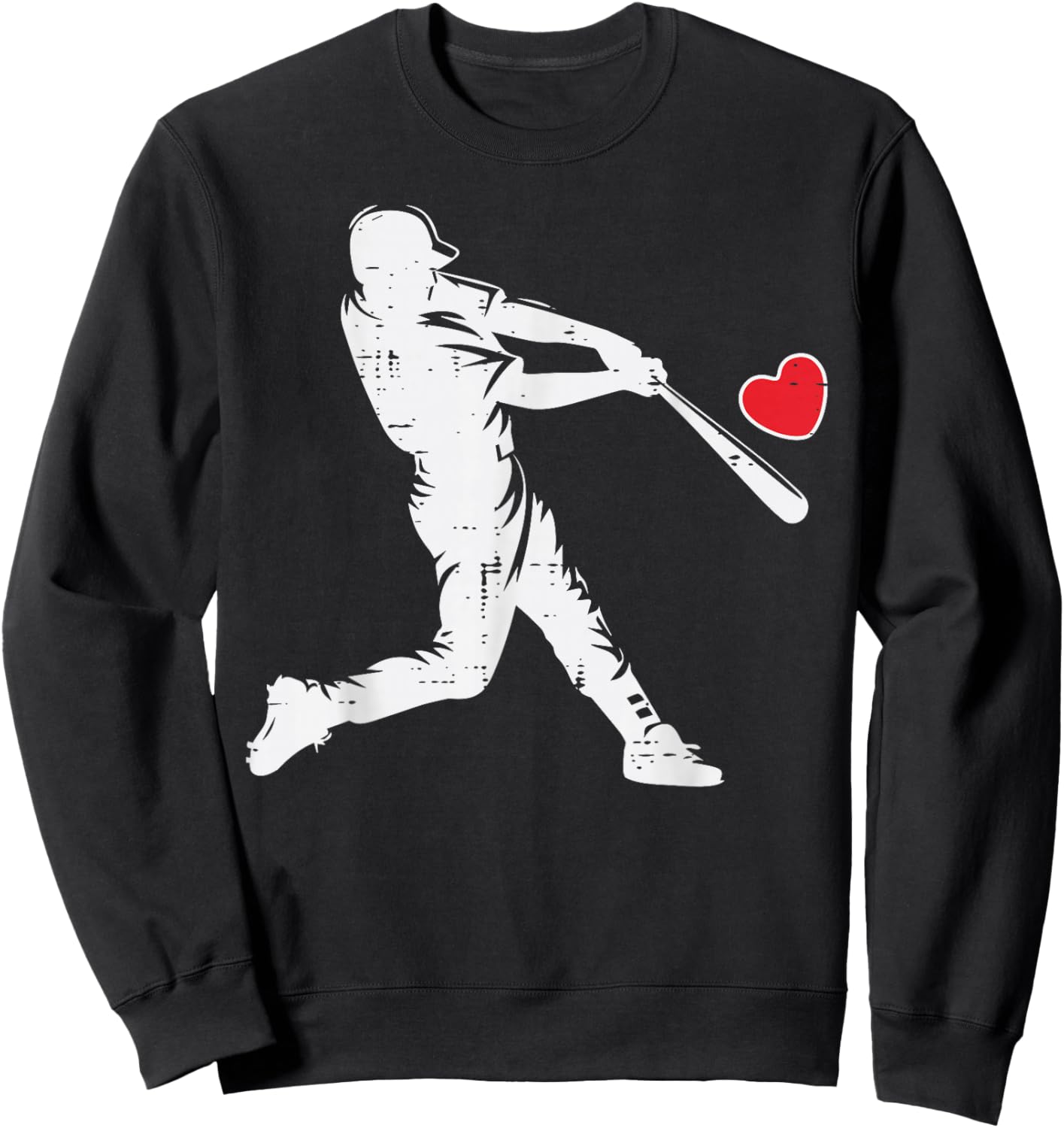 Valentines Day Baseball Batter Silhouette Heart Men Boys Kid Sweatshirt - Sweatshirt | Black