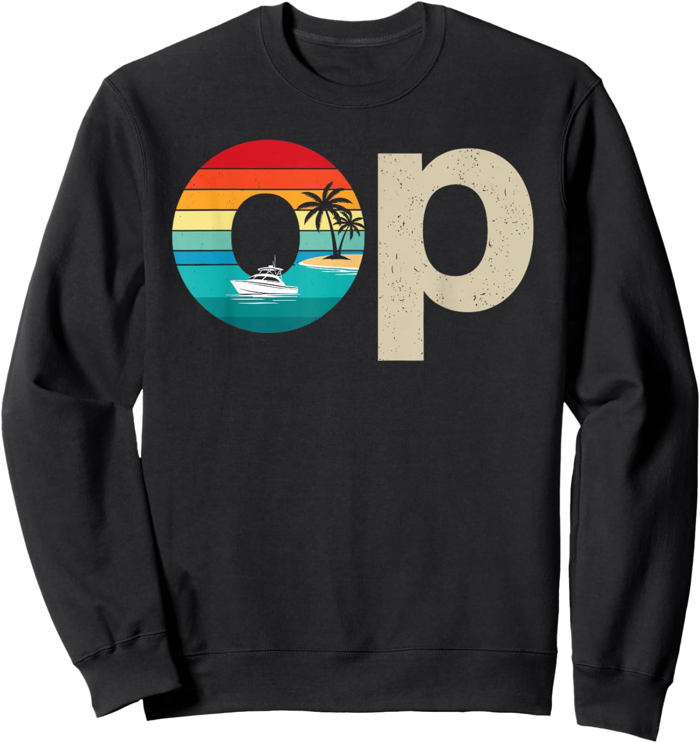 Op Ocean Vintage Pacific Ocean Beach Sun Palm Trees Retro Sweatshirt - Sweatshirt | Black