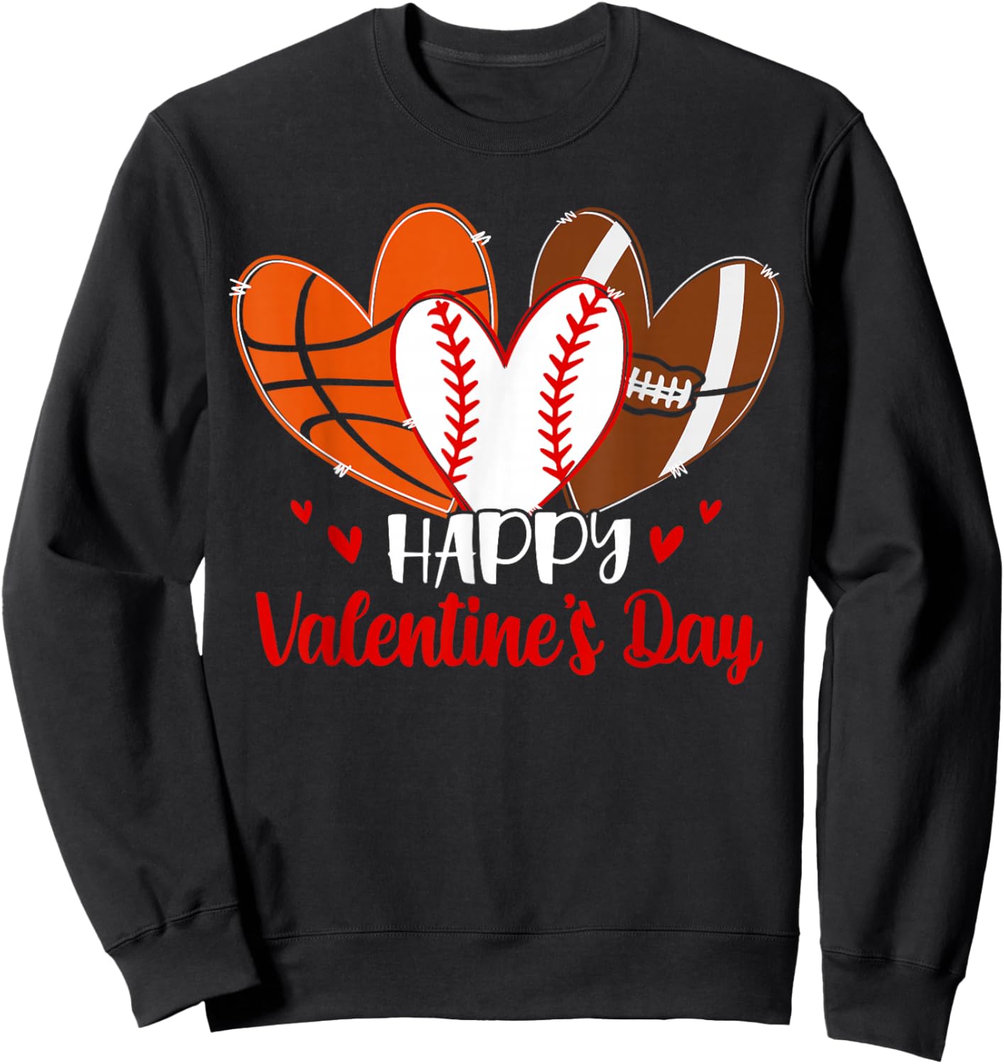 Happy Valentines Day Shirt Boys Basketball Baseball Football Sweatshirt - Sweatshirt | Black