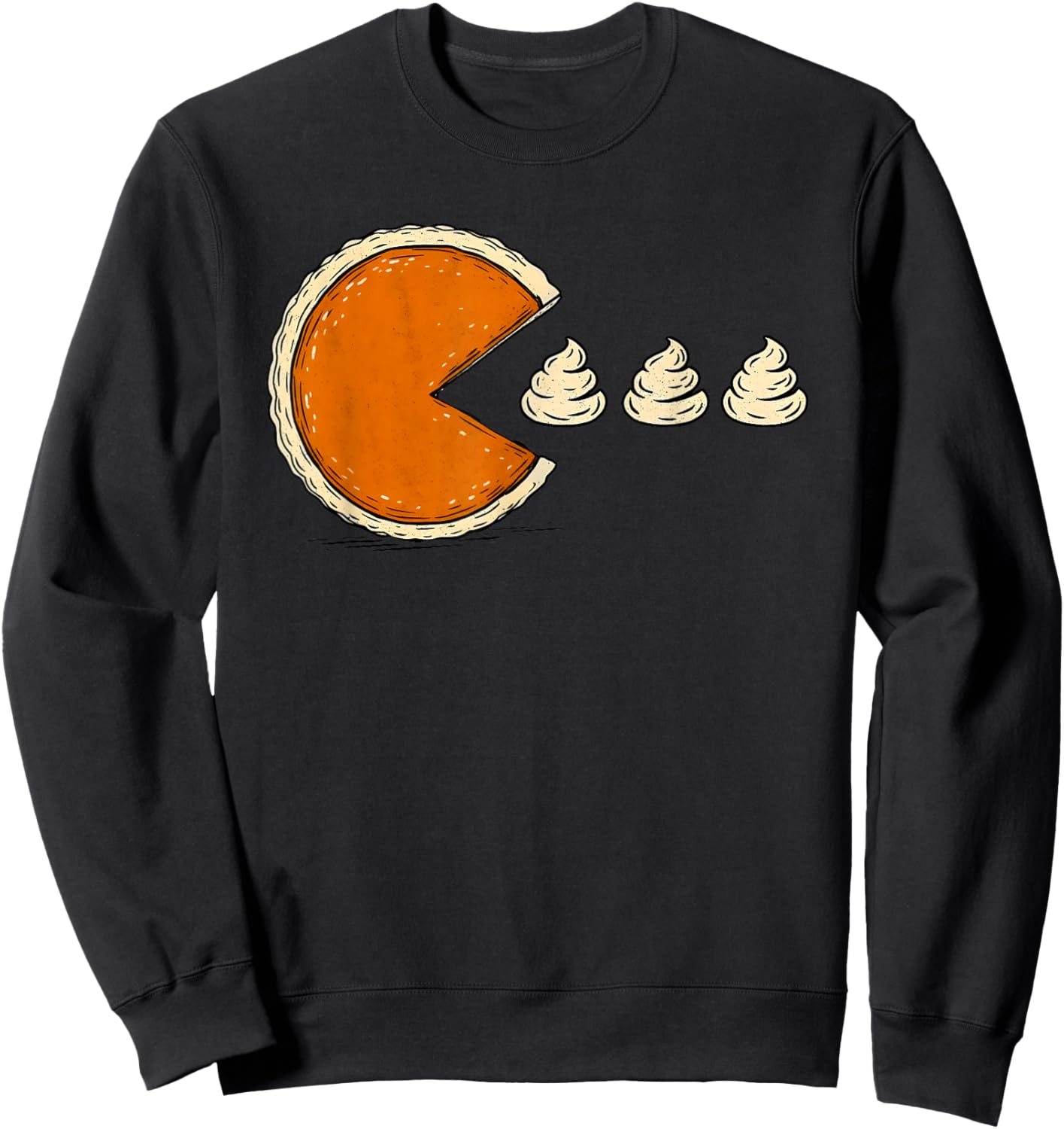 Funny Retro Arcade Game Thanksgiving Pumpkin Pie Chasing Sweatshirt - Sweatshirt | Black
