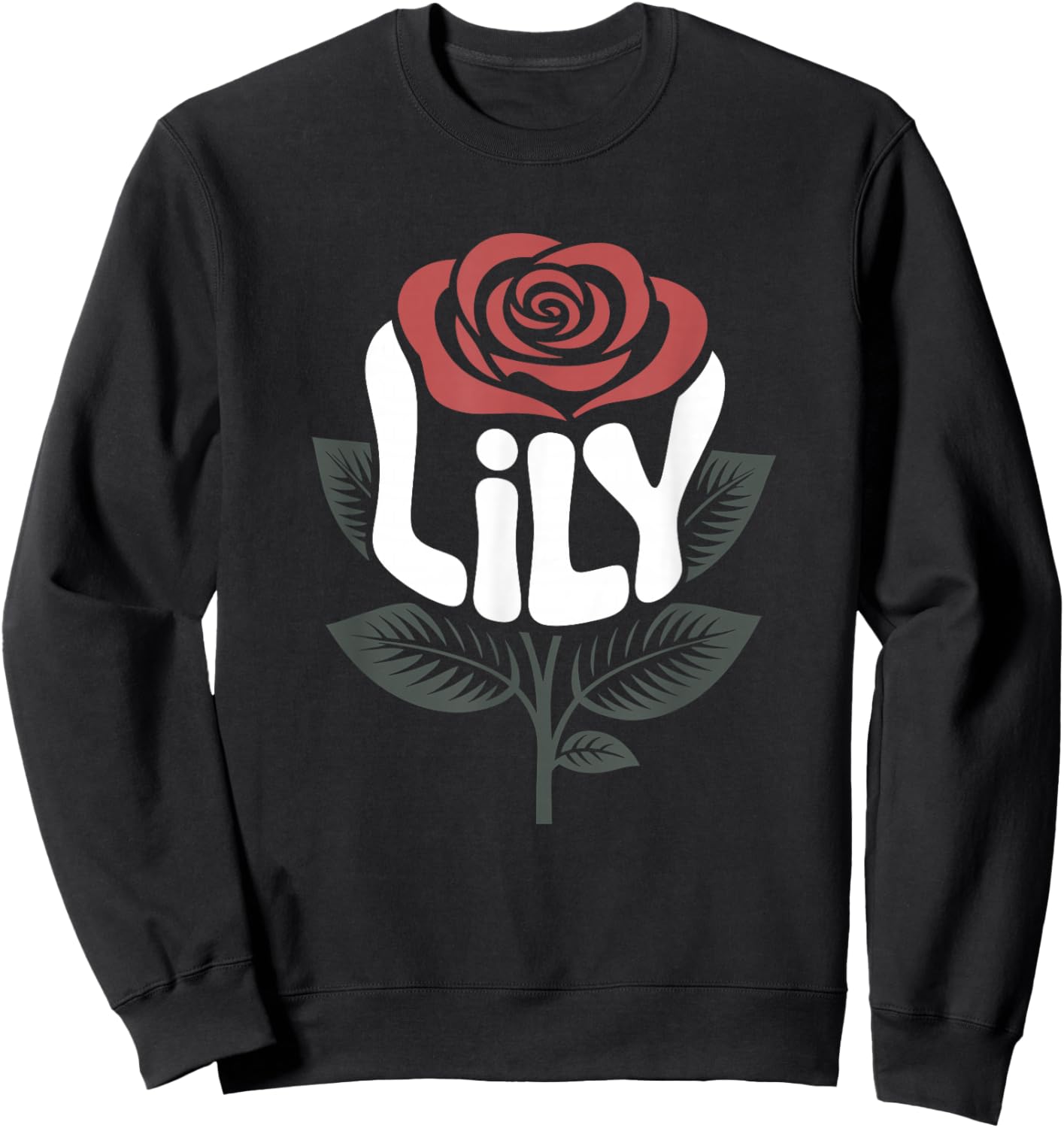 Lily Retro Rose Floral Name Vintage Flower Love Lily Sweatshirt - Sweatshirt | Black