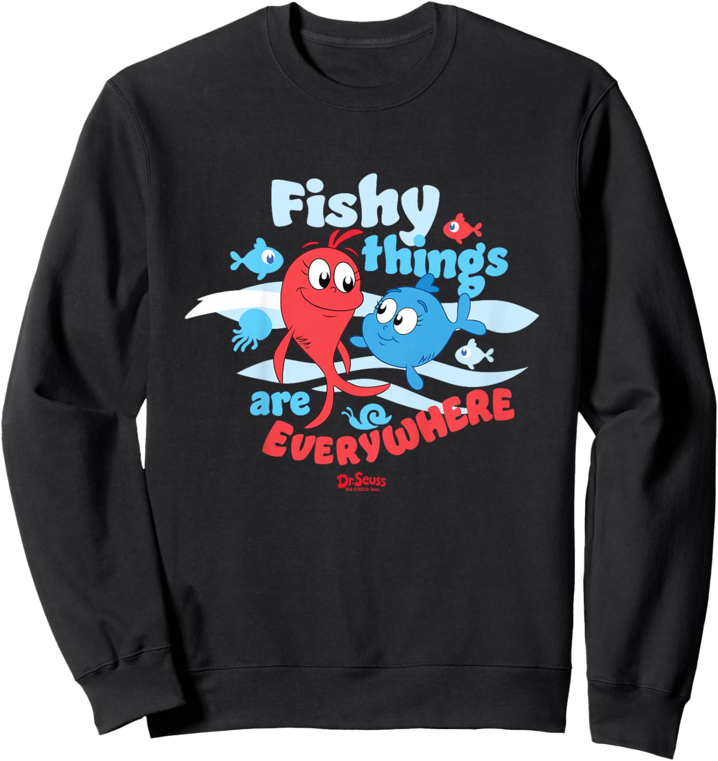 Red Fish, Blue Fish Fishy Things Officially Licensed Youth Sweatshirt - Sweatshirt | Black