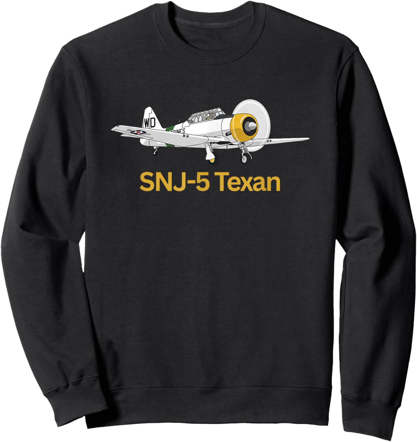 North American SNJ-5 Texan World War II Military Airplane Sweatshirt - Sweatshirt | Black