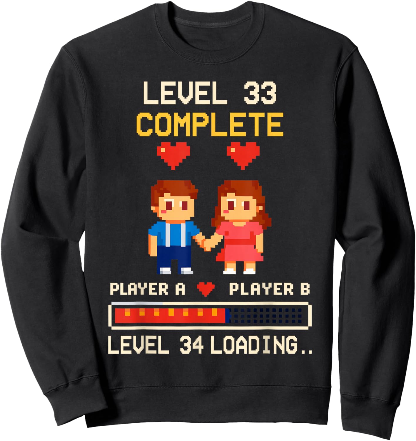 33rd Wedding Anniversary Gamer Vintage Level 33 Complete Sweatshirt - Sweatshirt | Black