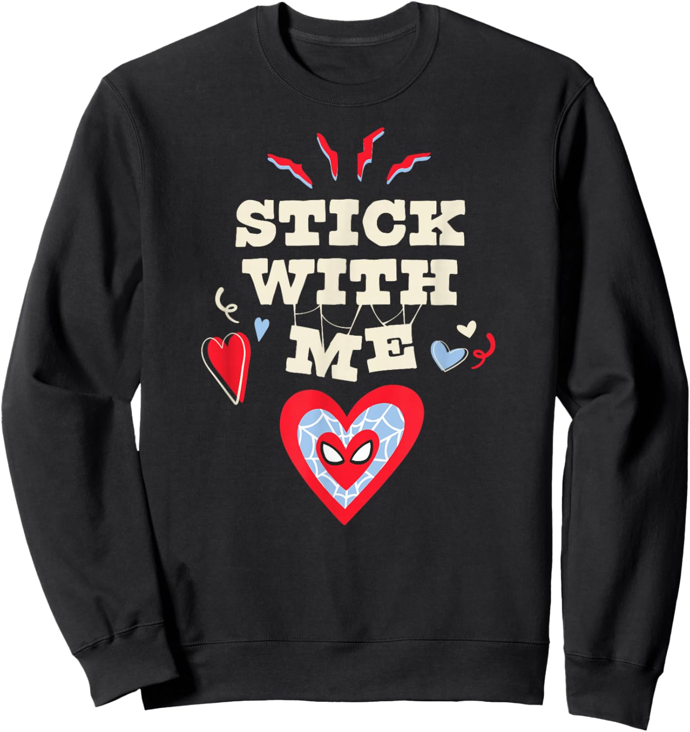 Marvel Spider-Man Stick with Me Valentine's Day Heart Sweatshirt - Sweatshirt | Black