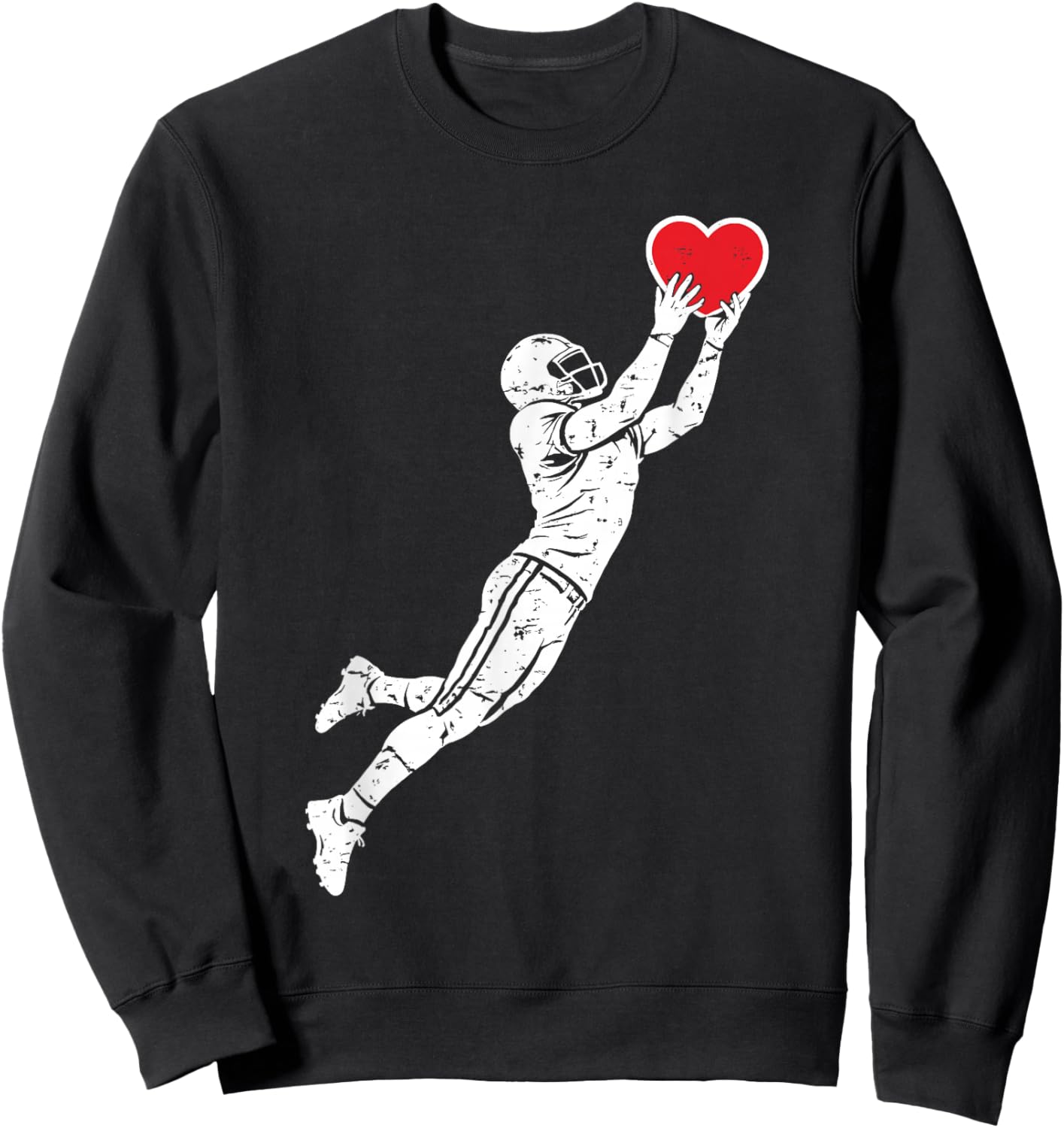 Valentines Day American Football Silhouette Heart Men Boys Sweatshirt - Sweatshirt | Black