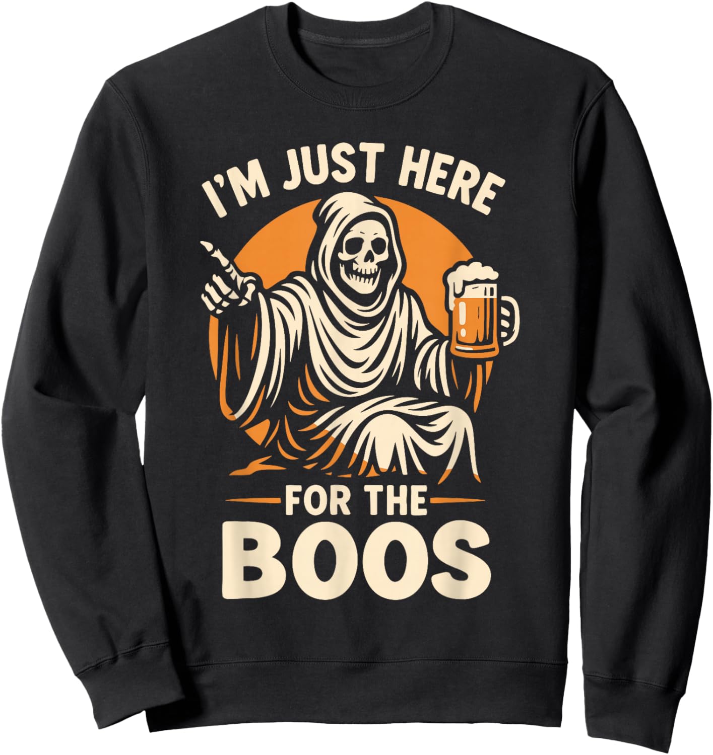 I'm Just Here for The Boos Funny Halloween Ghost Sweatshirt - Sweatshirt | Black