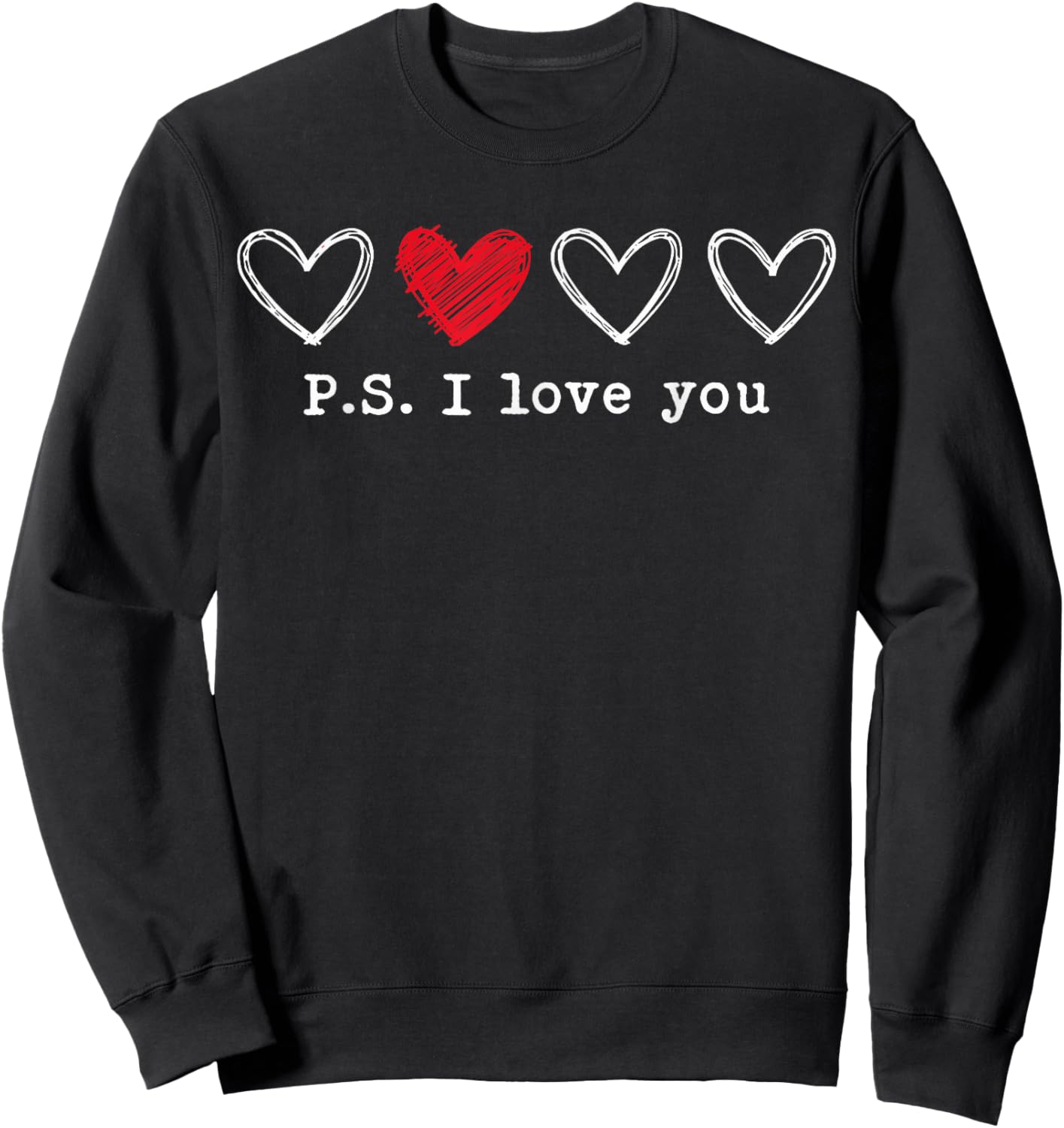 PS I Love You Day Valentine's Day Purple Heart Women Men Kid Sweatshirt - Sweatshirt | Black