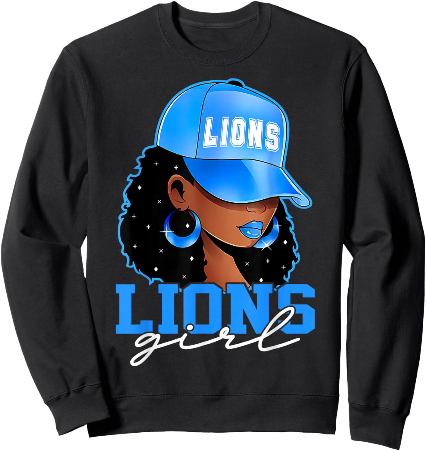 Vintage Lions Girl Black Women Sports Lover Aesthetic Sweatshirt - Sweatshirt | Black