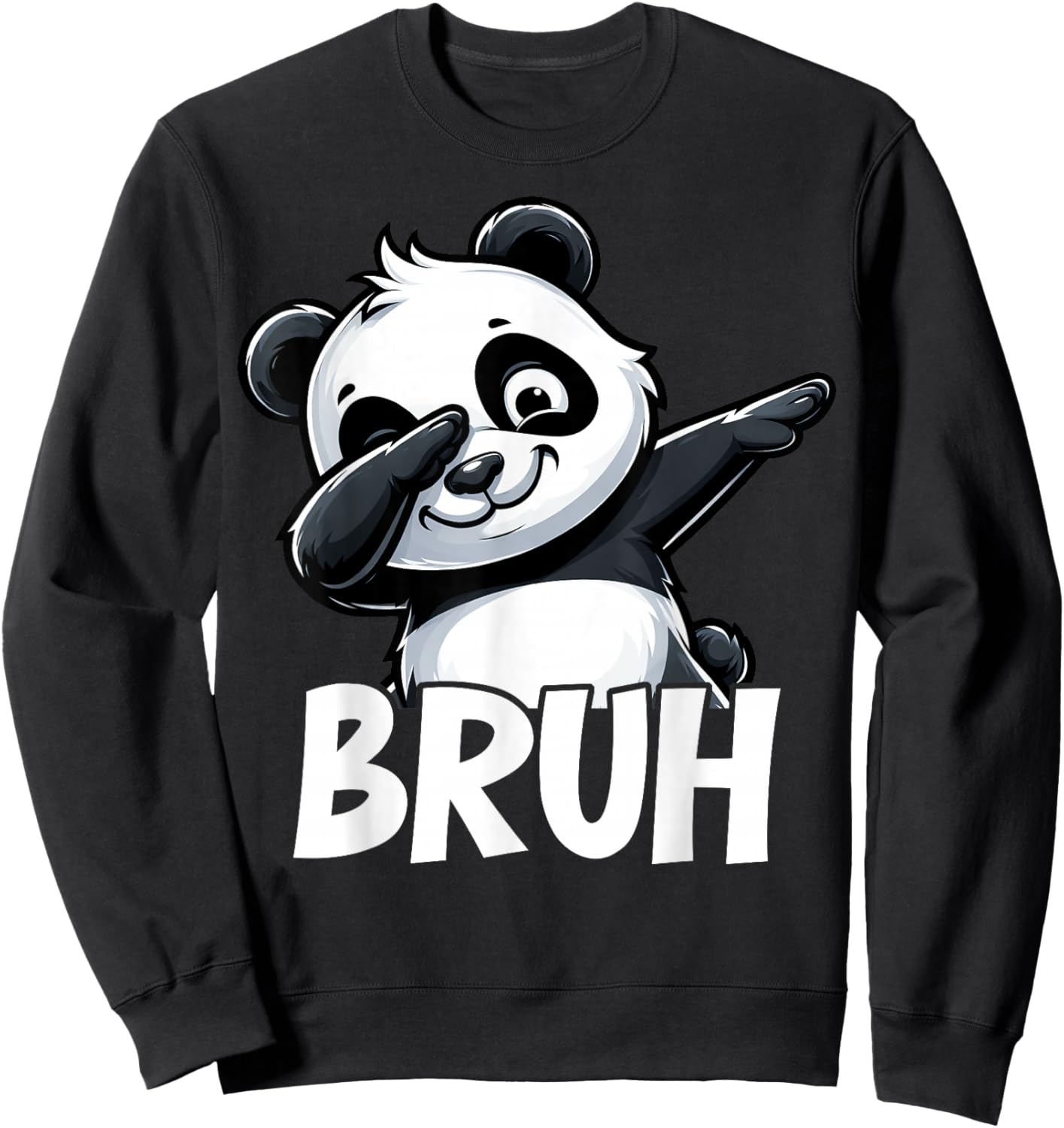 Funny Bruh Cute Dabbing Panda Lover Kid Boy Girl Toddler Sweatshirt - Sweatshirt | Black