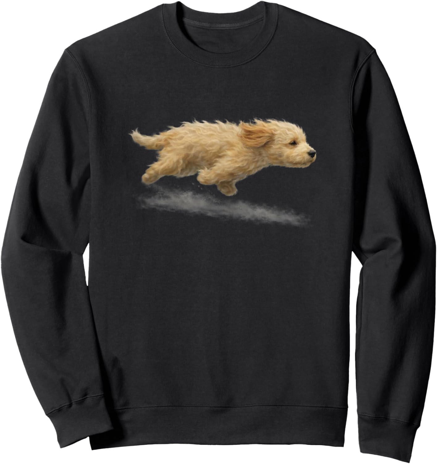 Cute Running Dog Funny Goldendoodle Running Art Meme Sweatshirt - Sweatshirt | Black