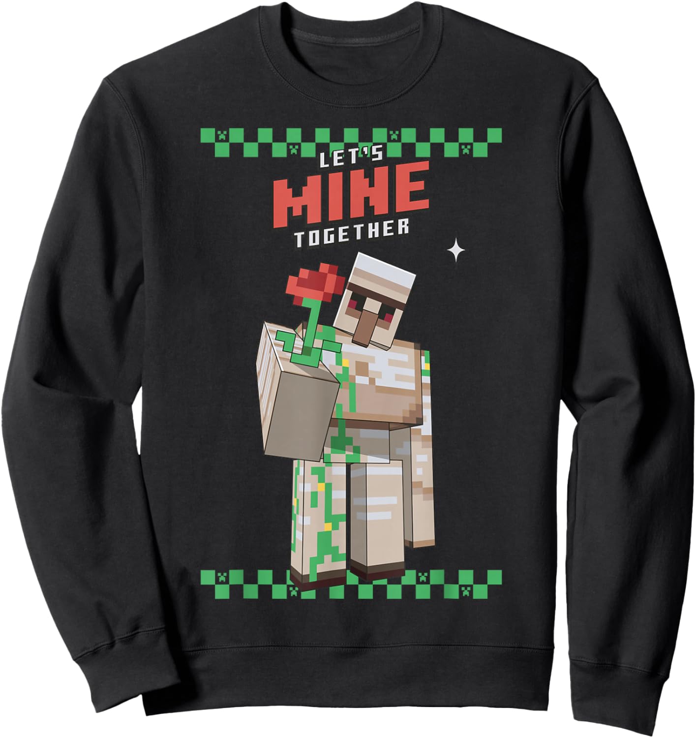 Minecraft Iron Golem Rose Sweet Sweatshirt - Sweatshirt | Black