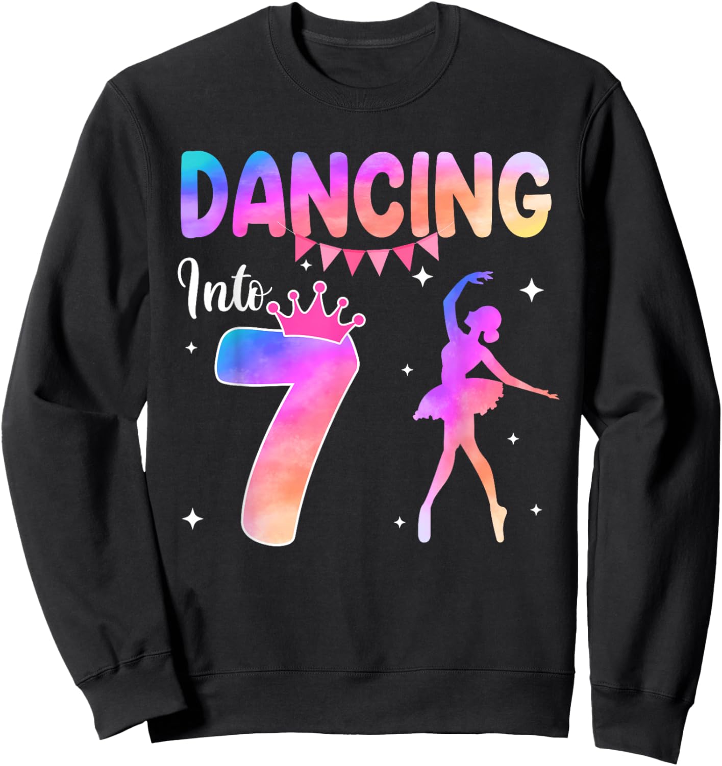 7 Years Old Ballet Dancer 7th Birthday Ballerina Party Sweatshirt - Sweatshirt | Black