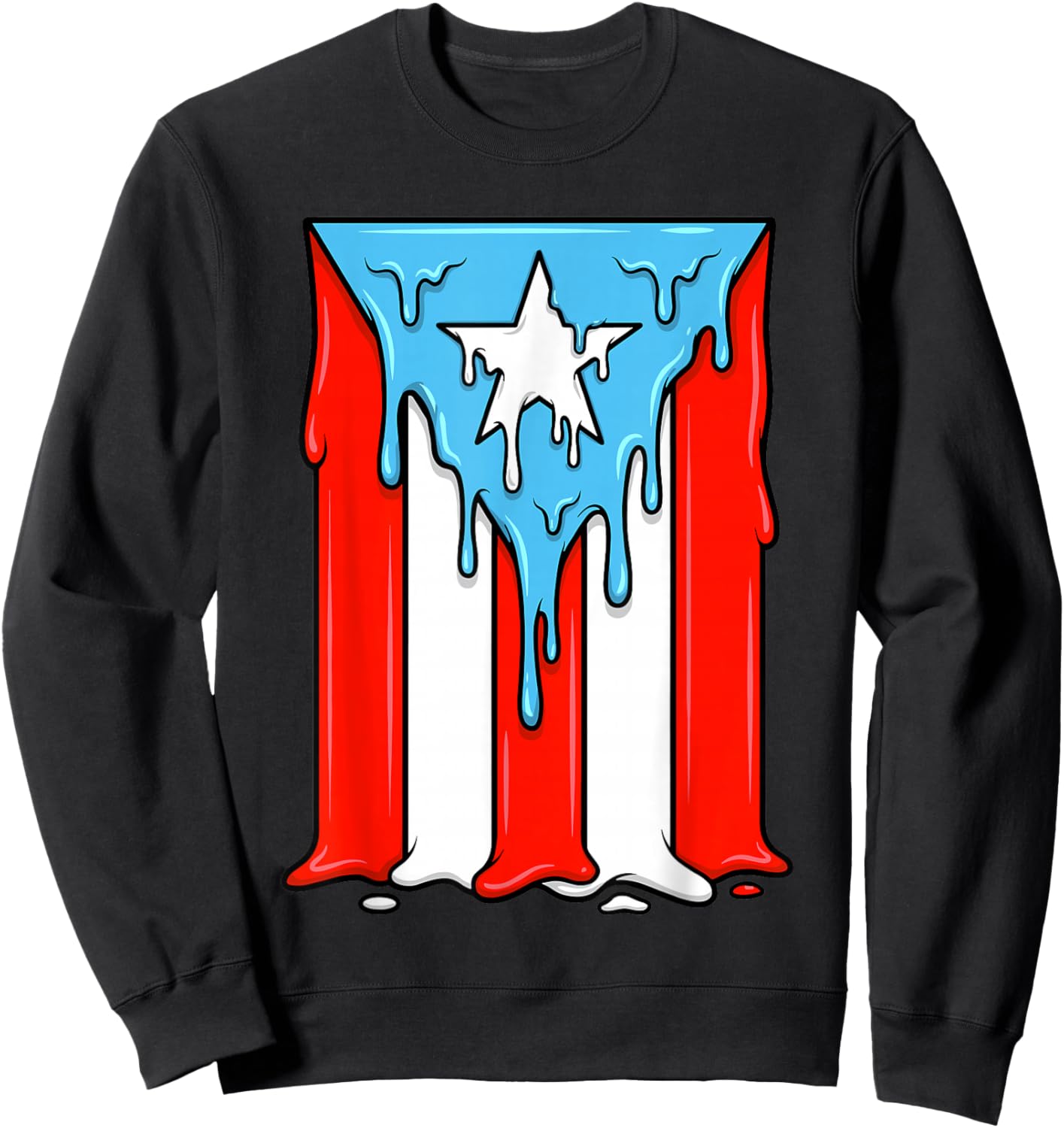 Dripping Puerto Rico Flag Boricua Pride Street Art Sweatshirt - Sweatshirt | Black