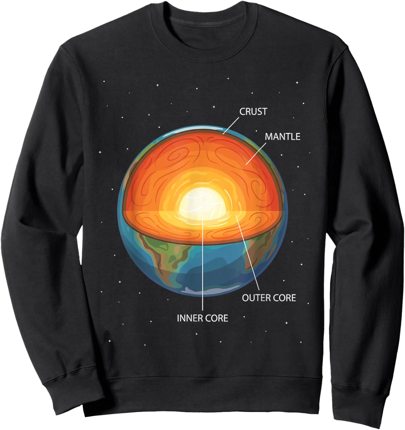 Earth Layers Structure Planet Science Geology Sweatshirt - Sweatshirt | Black