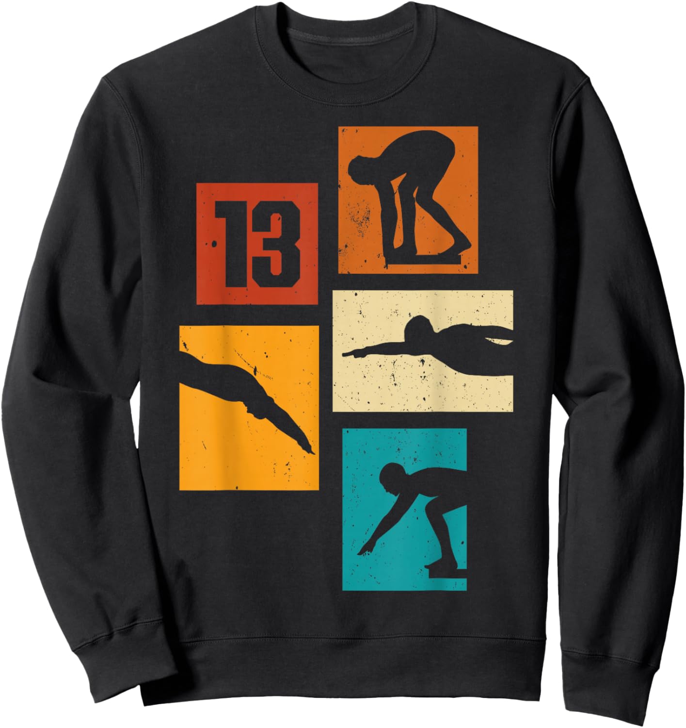 13th Birthday Swimmer Swimming 13 Year Old Boy Sweatshirt - Sweatshirt | Black