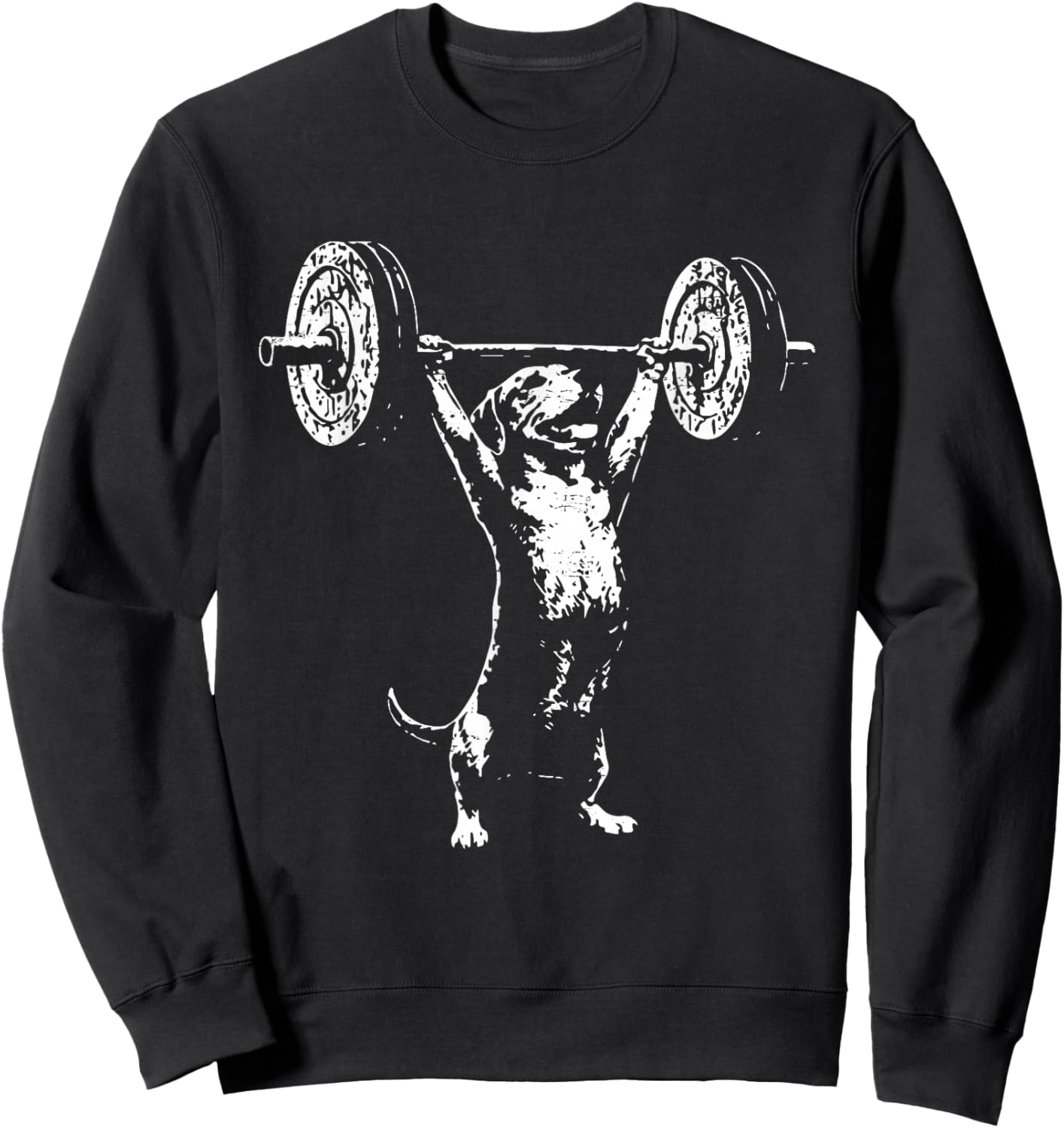 Retro Weight Lifting Gym Dachshund Dog Deadlift Funny Sweatshirt - Sweatshirt | Black
