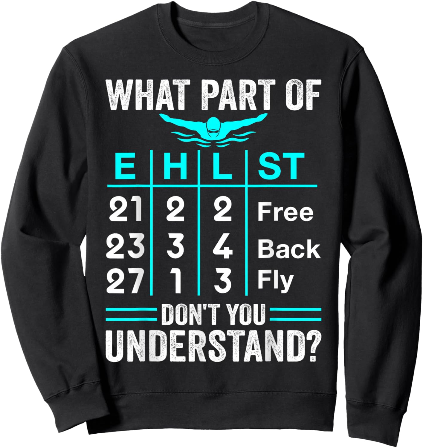 Swimming Swimmer What Part Don't You Understand Swim Team Sweatshirt - Sweatshirt | Black