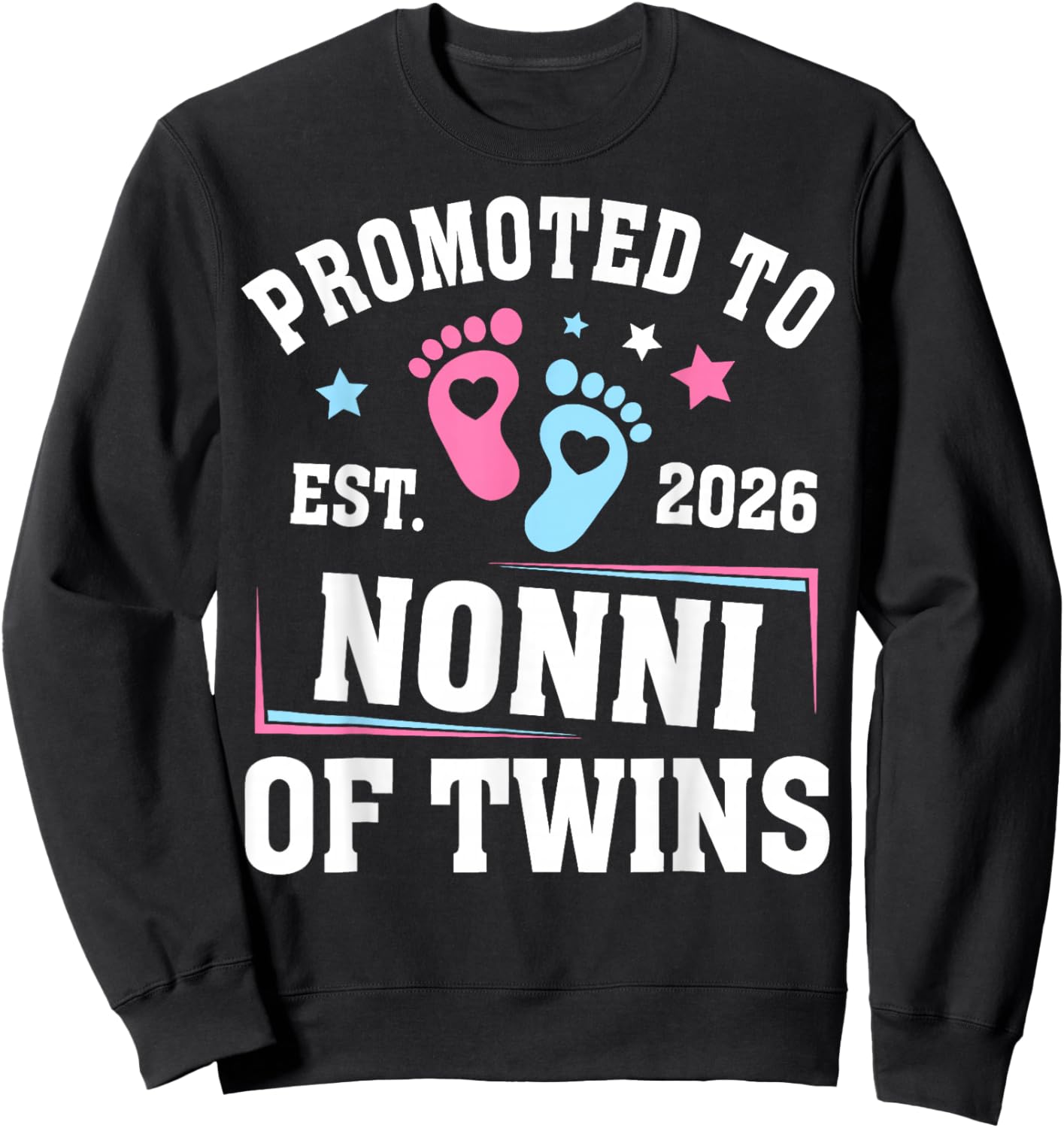 Promoted to Nonni Est 2026 of Twins Gender Reveal Sweatshirt - Sweatshirt | Black