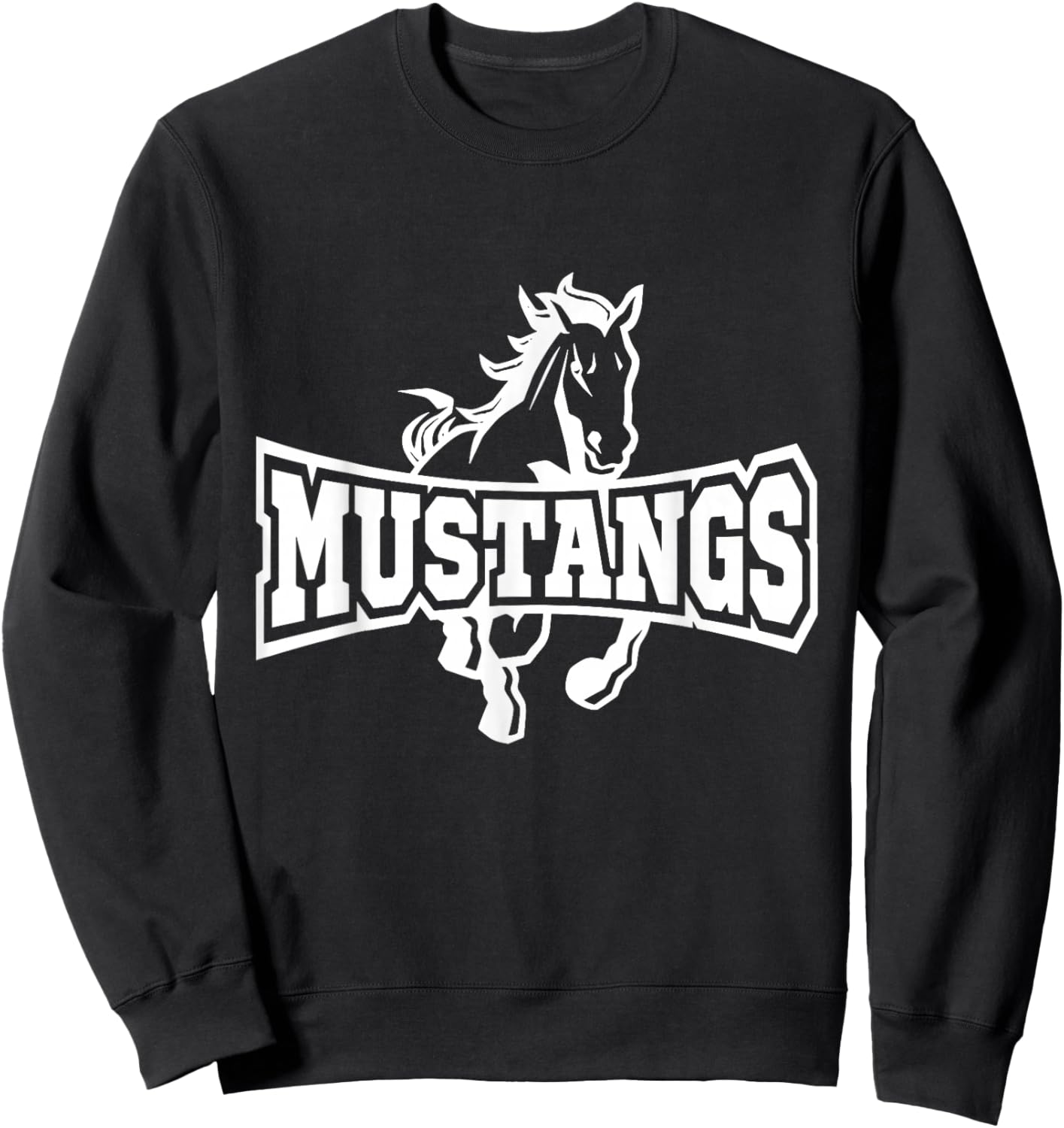 Mustangs Football School Sports Fan Team Spirit Sweatshirt - Sweatshirt | Black