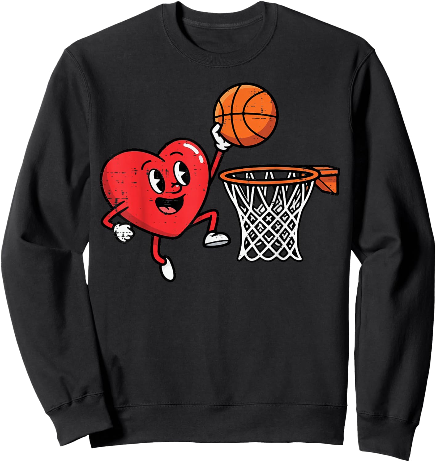Valentines Day Basketball Heart Dunk Men Boys Kids Youth Sweatshirt - Sweatshirt | Black