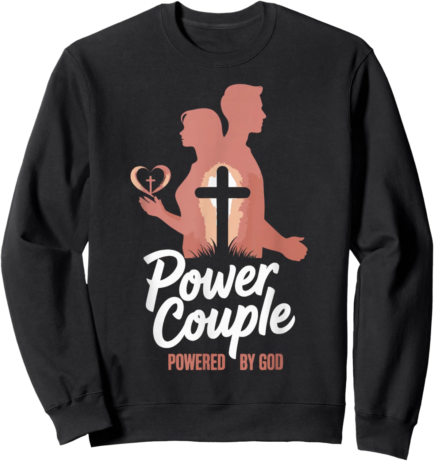 Power Couple Power by God Christian Matching Couple Sweatshirt - Sweatshirt | Black
