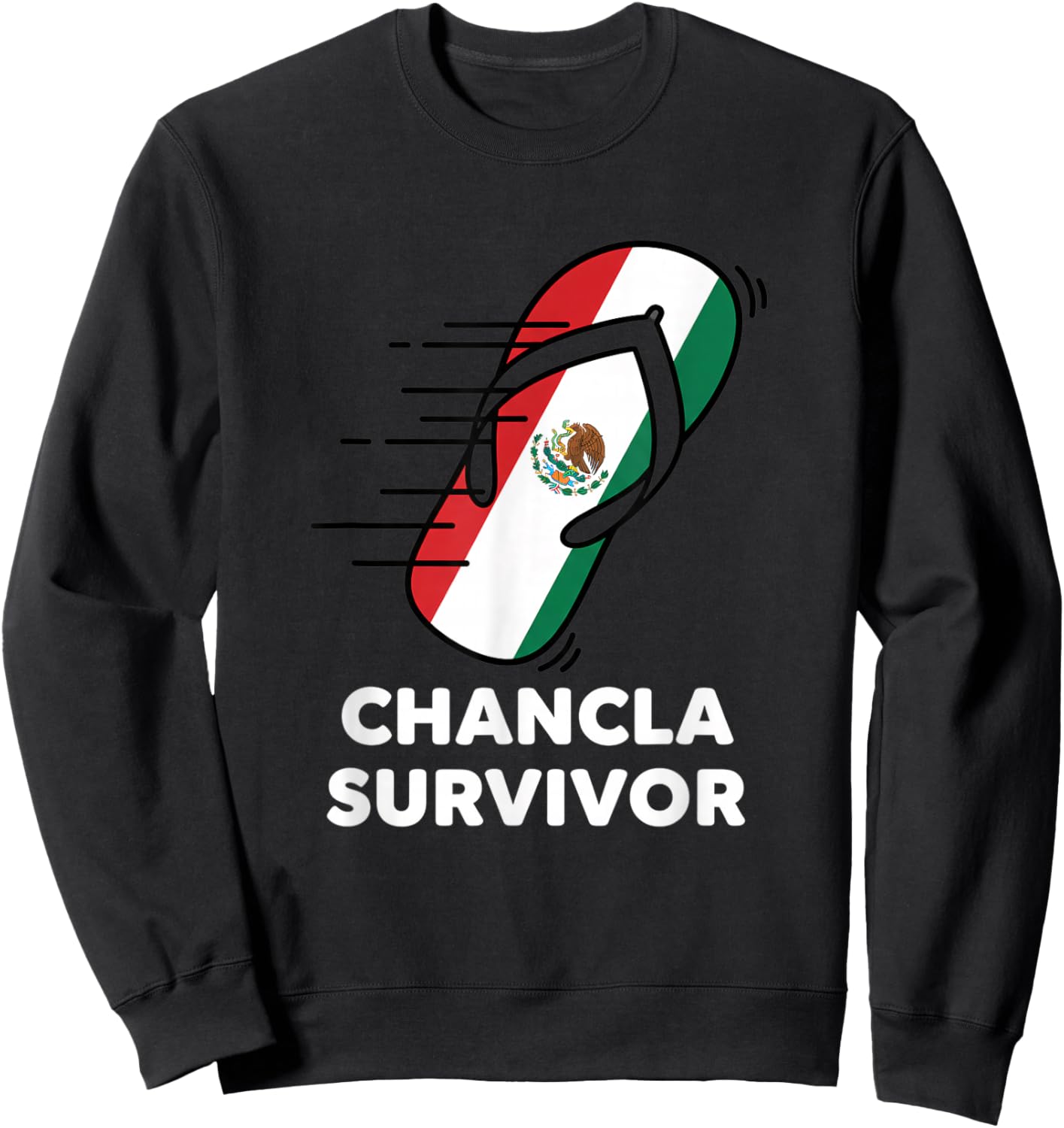 Chancla Survivor Latino Funny Kids Mexican Flip Flop Humor Sweatshirt - Sweatshirt | Black