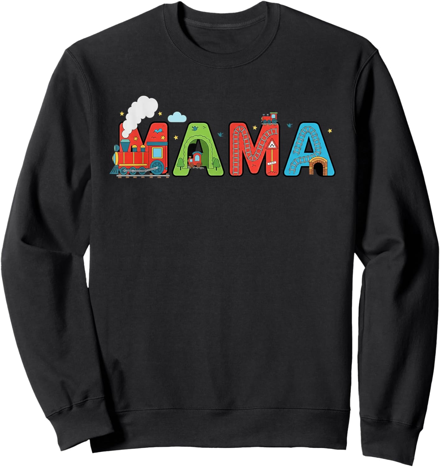 Funny Mama Birthday Boy Choo Choo Train Kids Family Party Sweatshirt - Sweatshirt | Black