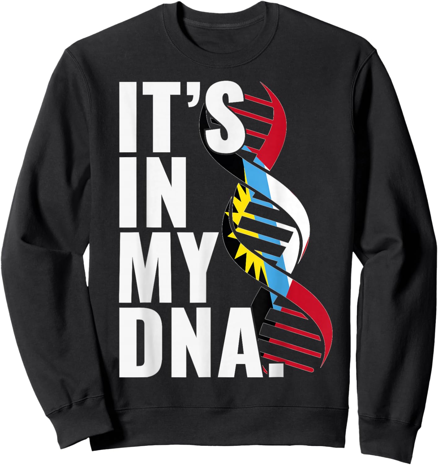 Antigua and Barbuda Roots Flag Fingerprint Graphic Patriotic Sweatshirt - Sweatshirt | Black