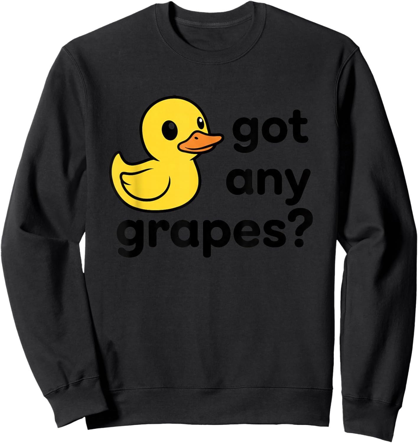 Cute Duck Got Any Grapes Kids Funny Farm Animal Sweatshirt - Sweatshirt | Black