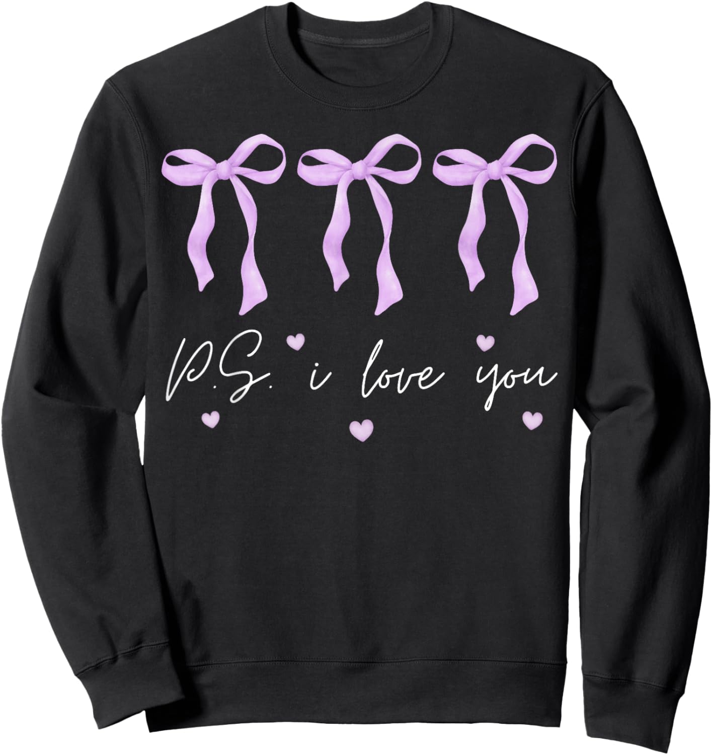 PS I Love You Day Valentine's Day Purple Heart Women Men Kid Sweatshirt - Sweatshirt | Black
