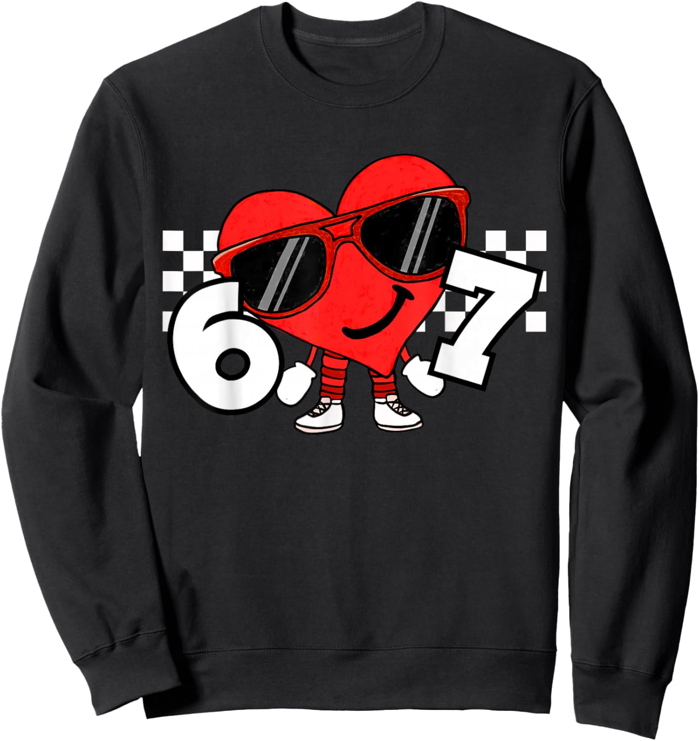 Funny Valentines Heart 67 Six Seven Boys Kids Teens Sweatshirt - Sweatshirt | Black