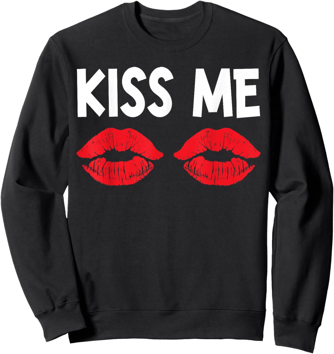 Kiss Me Funny Couples Valentine's Day Couple Matching Sweatshirt - Sweatshirt | Black