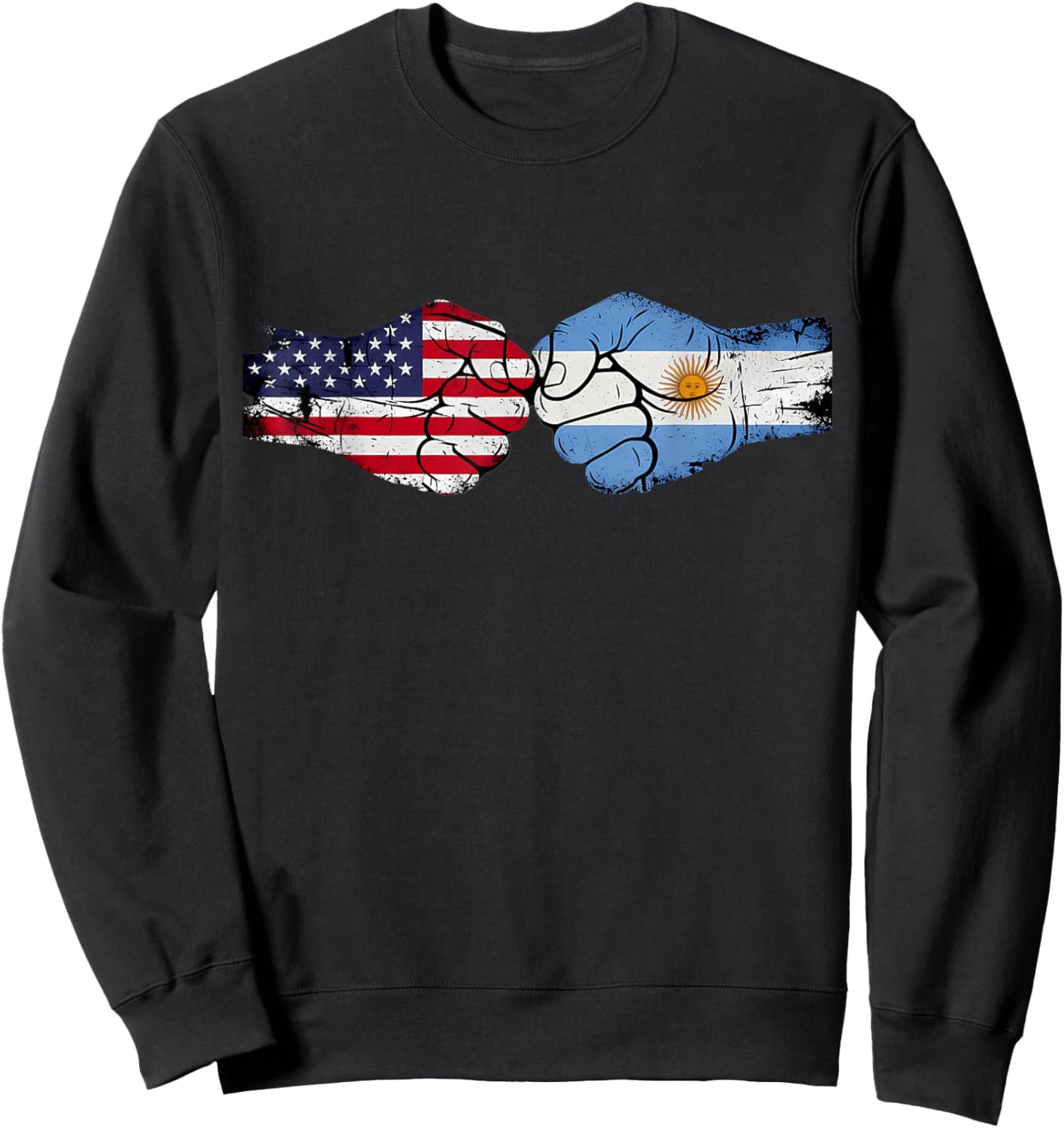 Argentina Handfist Half American Flag Half Argentinian Flag Sweatshirt - Sweatshirt | Black